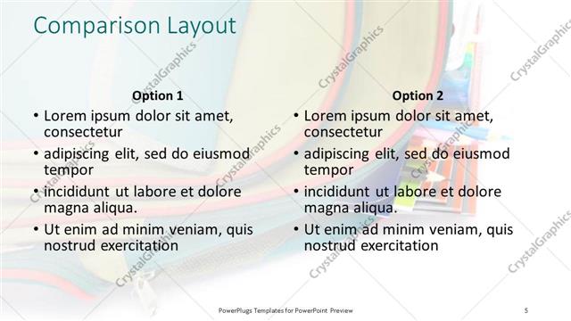 Comparison presentation slide layout