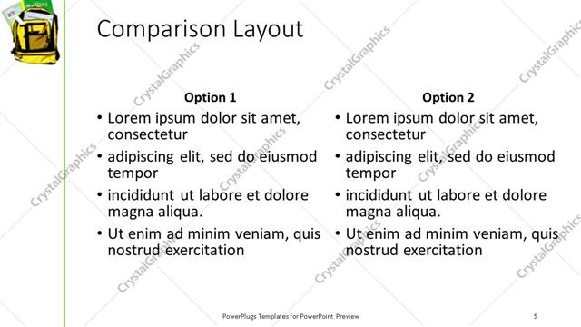 Comparison presentation slide layout
