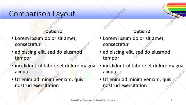 Comparison presentation slide layout