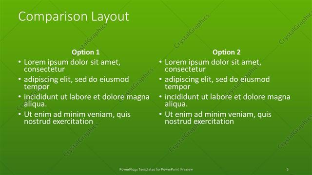 Comparison presentation slide layout