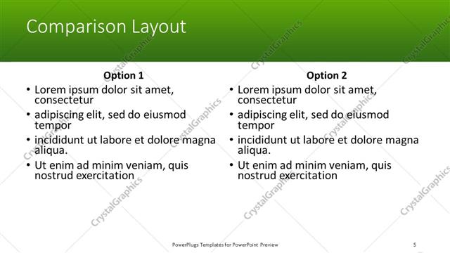 Comparison presentation slide layout