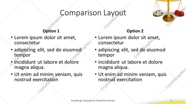 Comparison presentation slide layout