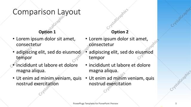 Comparison presentation slide layout