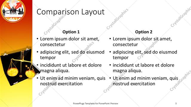 Comparison presentation slide layout