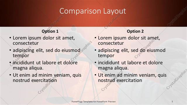 Comparison presentation slide layout