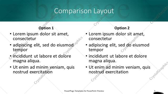 Comparison presentation slide layout