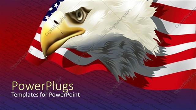  Presentation with united states constitution - Bald American eagle with American flag over United States constitution