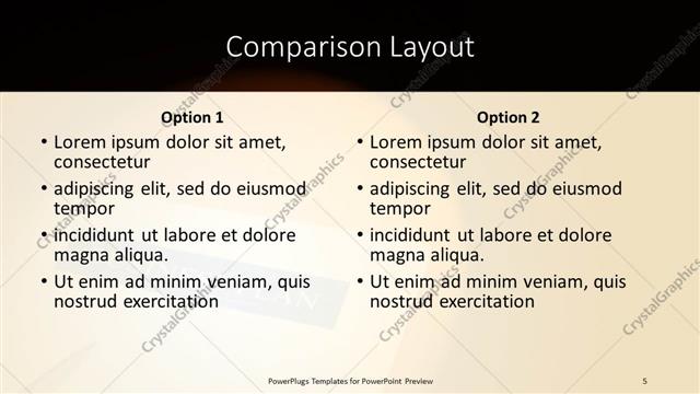 Comparison presentation slide layout