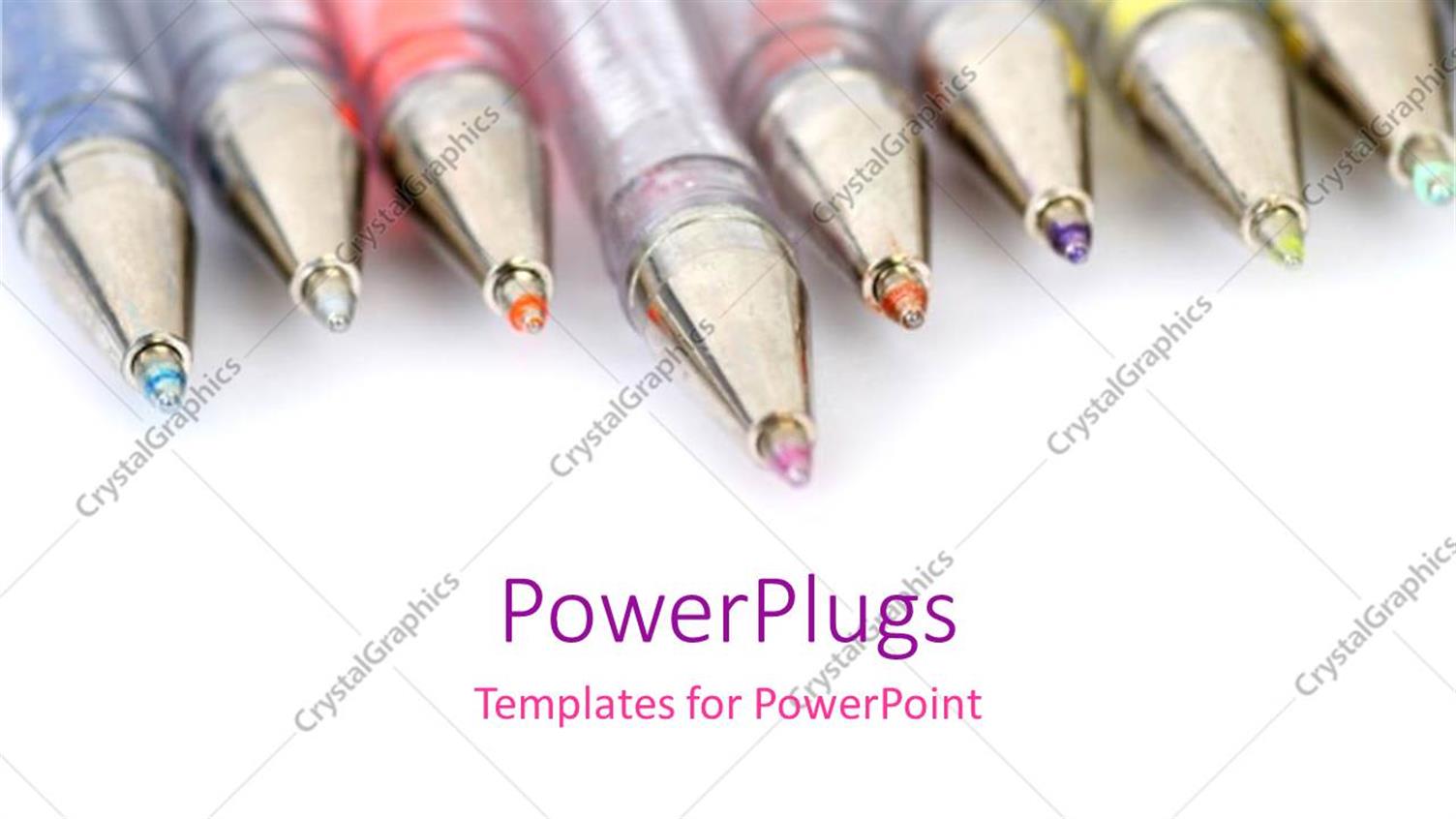 Featuring Ball Point Pens Lined Up Side by Side on White Background