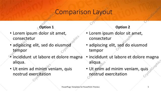 Comparison presentation slide layout