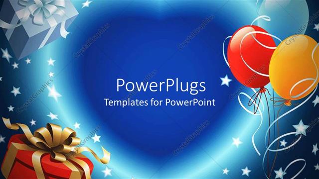  Presentation with balloon - Balloon decoration and gift box with love symbol and stars for party