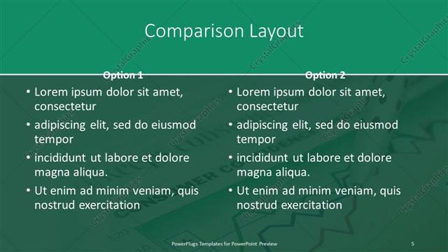 Comparison presentation slide layout