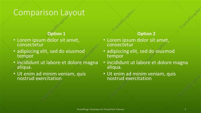 Comparison presentation slide layout