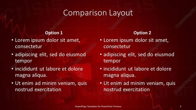 Comparison presentation slide layout