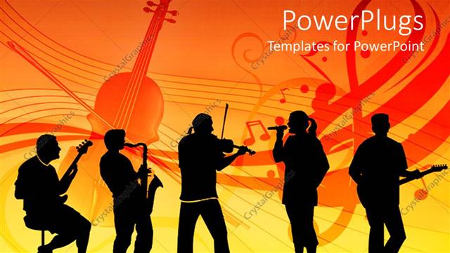  Presentation with band - A band with various people playing instruments and a vocalist