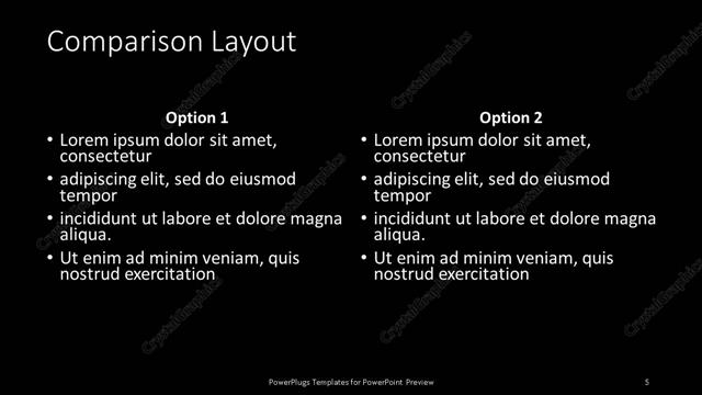 Comparison presentation slide layout