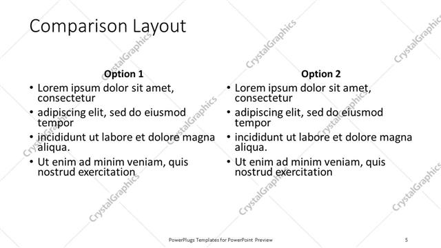 Comparison presentation slide layout