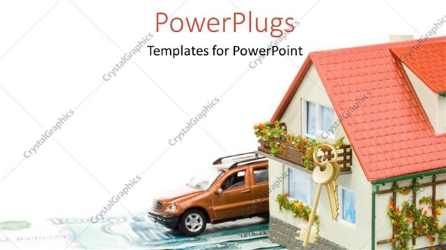  Presentation with car - A banglow with a car and place for text