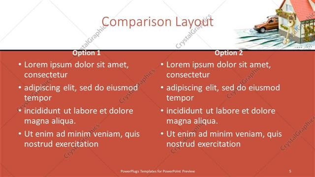 Comparison presentation slide layout