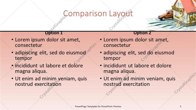 Comparison presentation slide layout