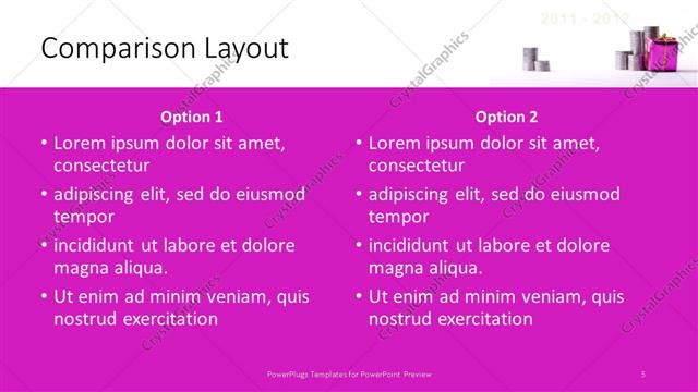 Comparison presentation slide layout