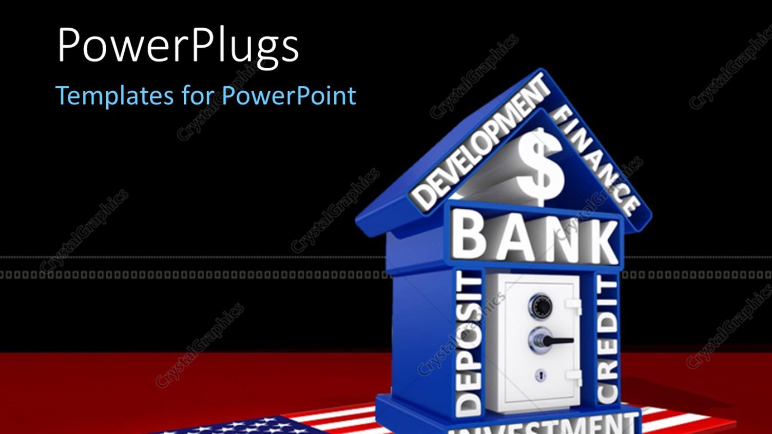 Featuring US Banking Concept with House Made Up of Financial Keywords Placed Over an American Map