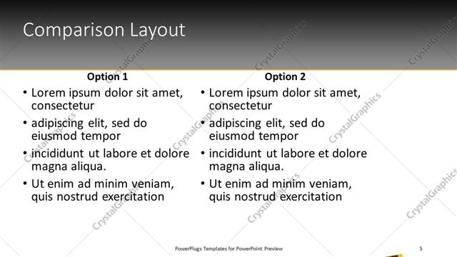 Comparison presentation slide layout