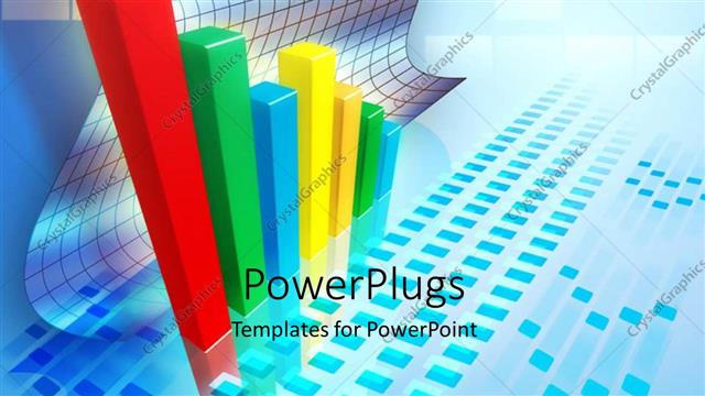  Presentation with finance - Bar chart indicating a positive business trend with blue color