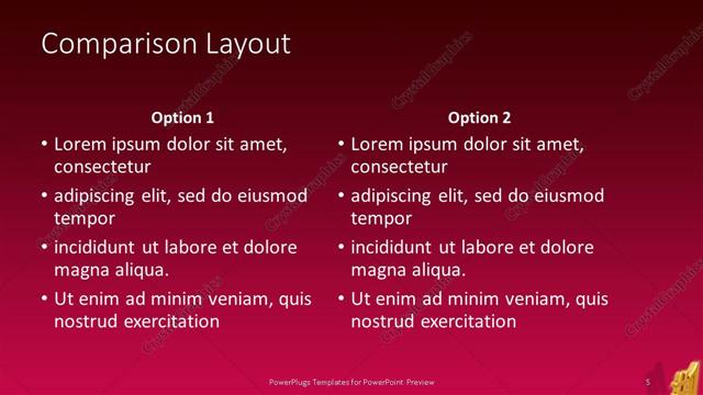 Comparison presentation slide layout