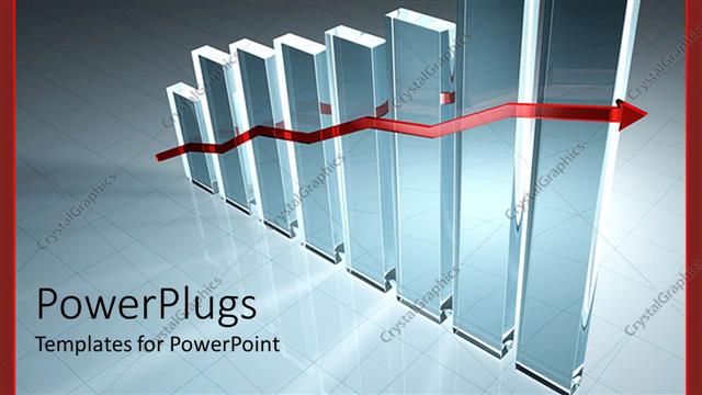  Presentation with growth chart - Bar chart with red line across signifying increase