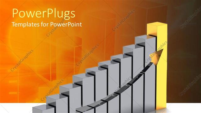  Presentation with business value - Bar chart showing increase in value with arrow moving upwards