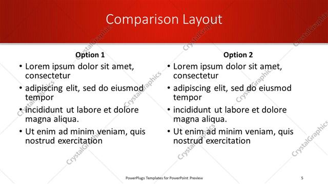 Comparison presentation slide layout