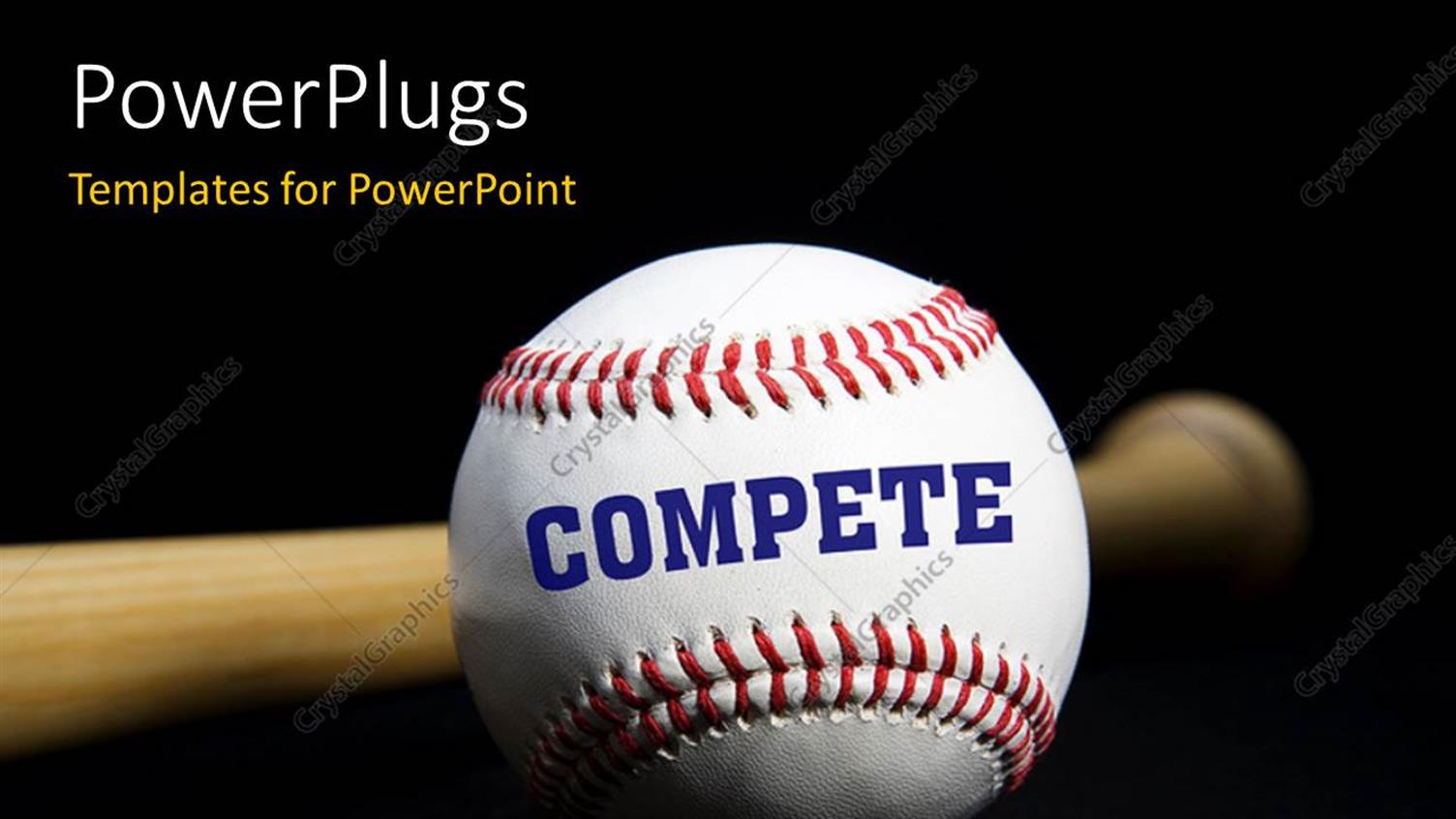 Featuring a BaseBall Bat and a Ball with Blackish Background and Place for Text