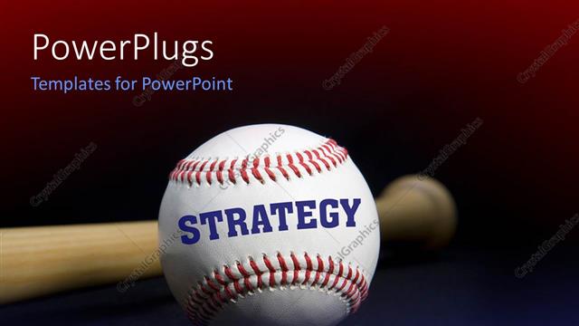  Presentation with baseball - Baseball with text STRATEGY written with baseball bat