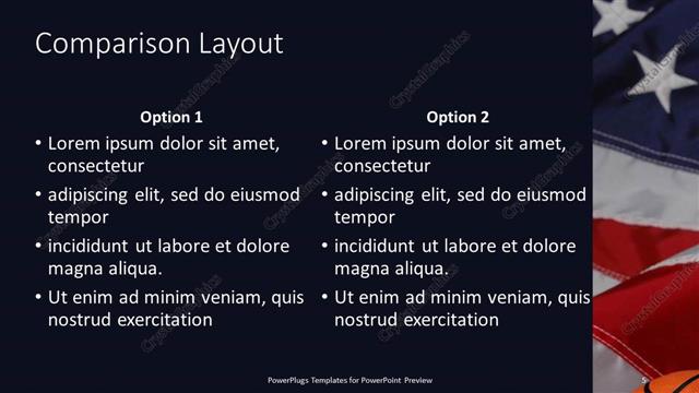 Comparison presentation slide layout