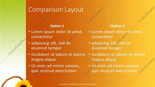 Comparison presentation slide layout