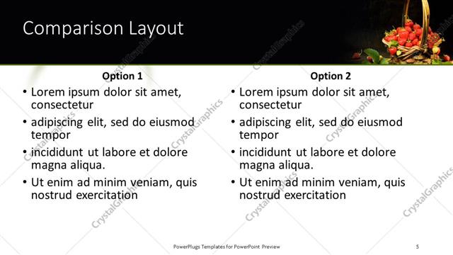 Comparison presentation slide layout
