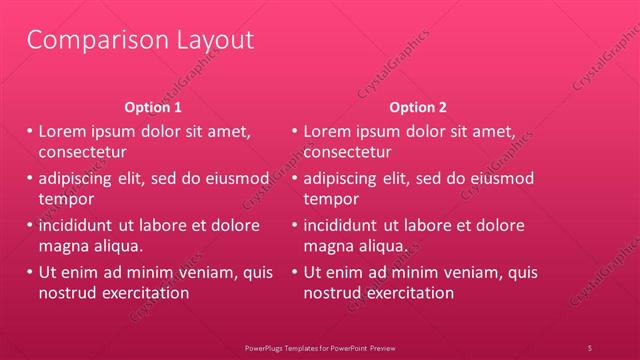 Comparison presentation slide layout