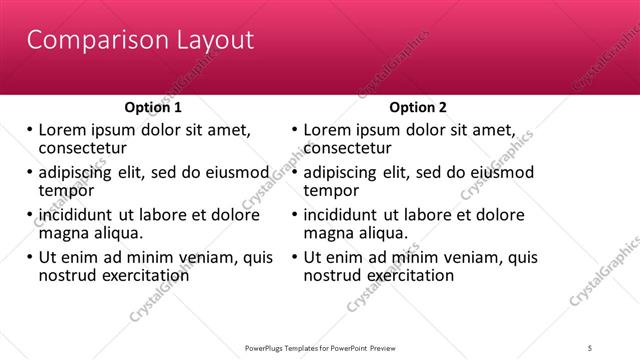 Comparison presentation slide layout