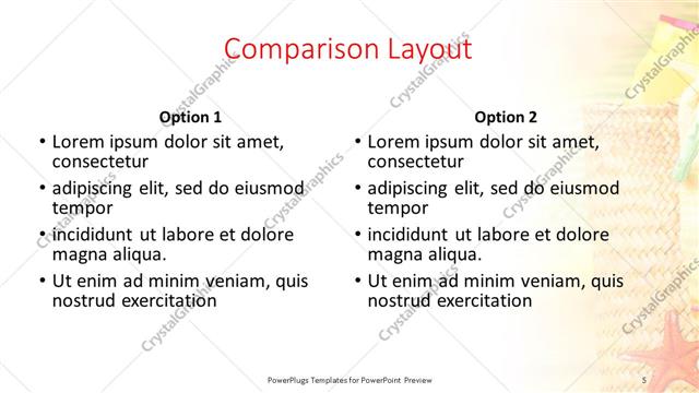 Comparison presentation slide layout