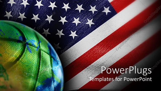  Presentation with basketball - Basketball with Earth globe painting, American flag, sports