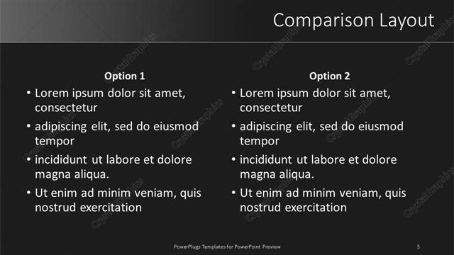 Comparison presentation slide layout