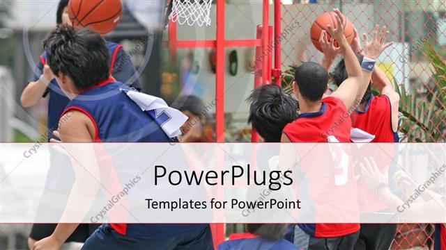  Presentation with sports - A basketball match going on with net in the background