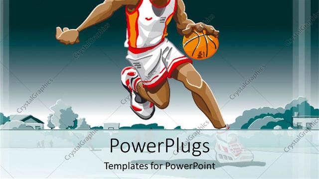  Presentation with sports - A basketball player with bluish background