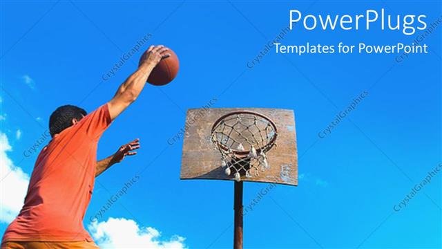  Presentation with sports - A basketball [player dunking with clouds in the background