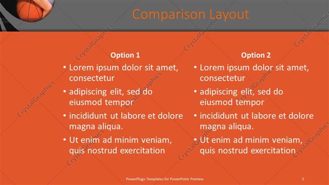 Comparison presentation slide layout