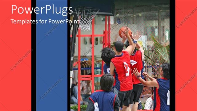  Presentation with basketball - A basketball team trying to score against the opponents