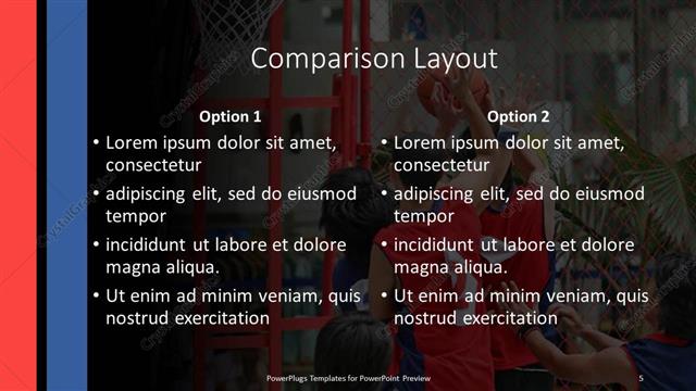 Comparison presentation slide layout