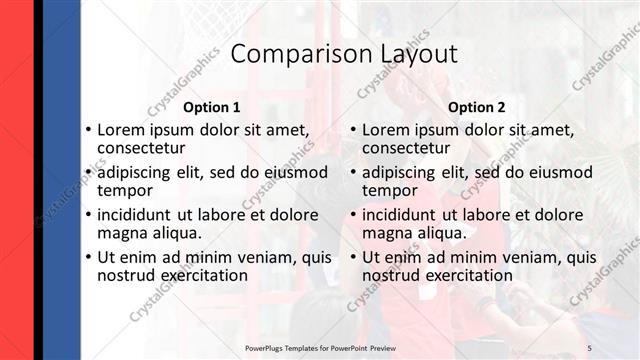 Comparison presentation slide layout