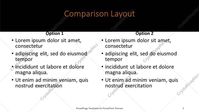 Comparison presentation slide layout